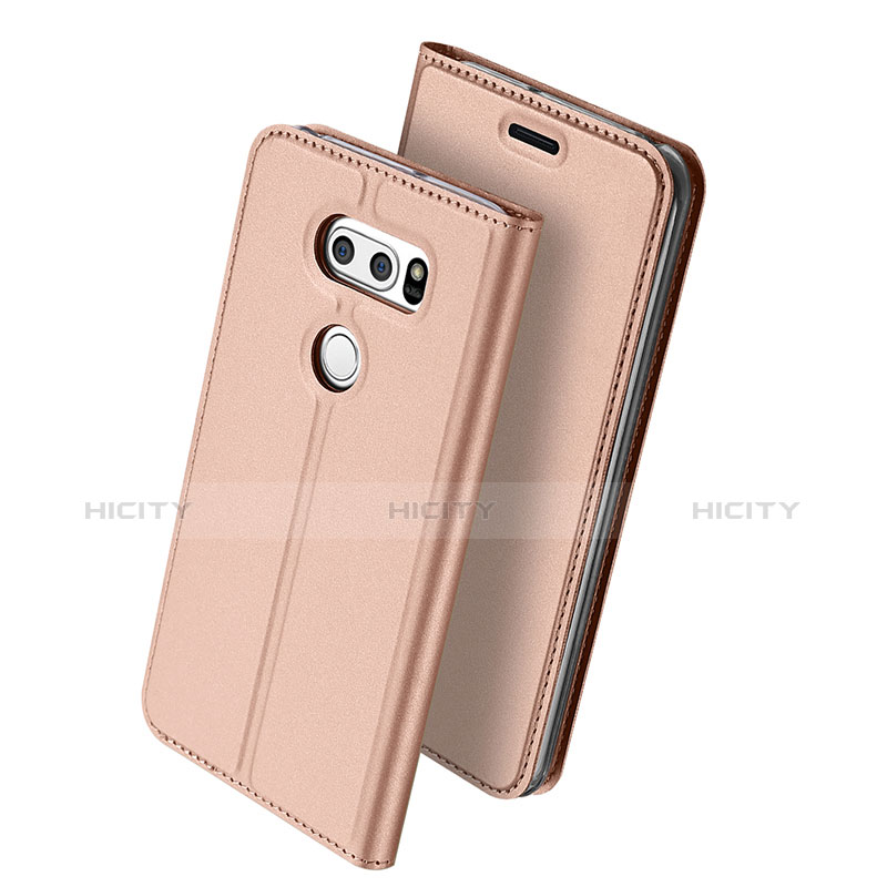 Coque Portefeuille Livre Cuir pour LG V30 Or Rose Plus