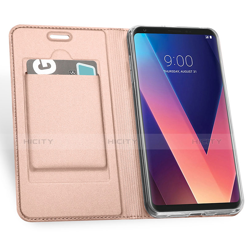 Coque Portefeuille Livre Cuir pour LG V30 Or Rose Plus