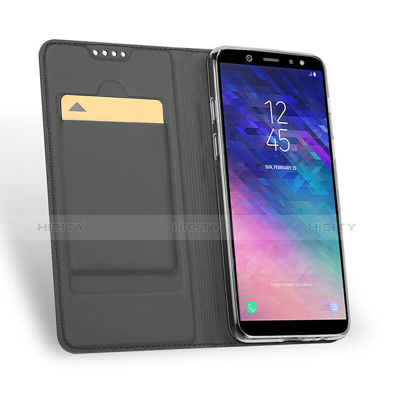 Coque Portefeuille Livre Cuir pour Samsung Galaxy A6 Plus (2018) Noir Plus