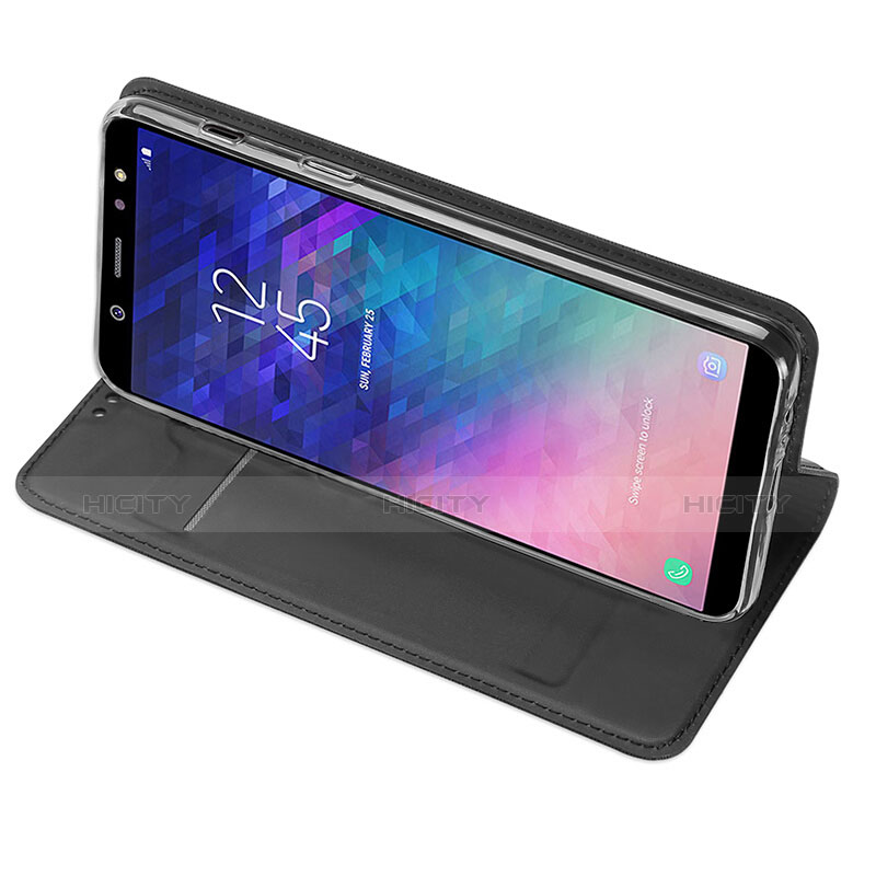 Coque Portefeuille Livre Cuir pour Samsung Galaxy A6 Plus (2018) Noir Plus