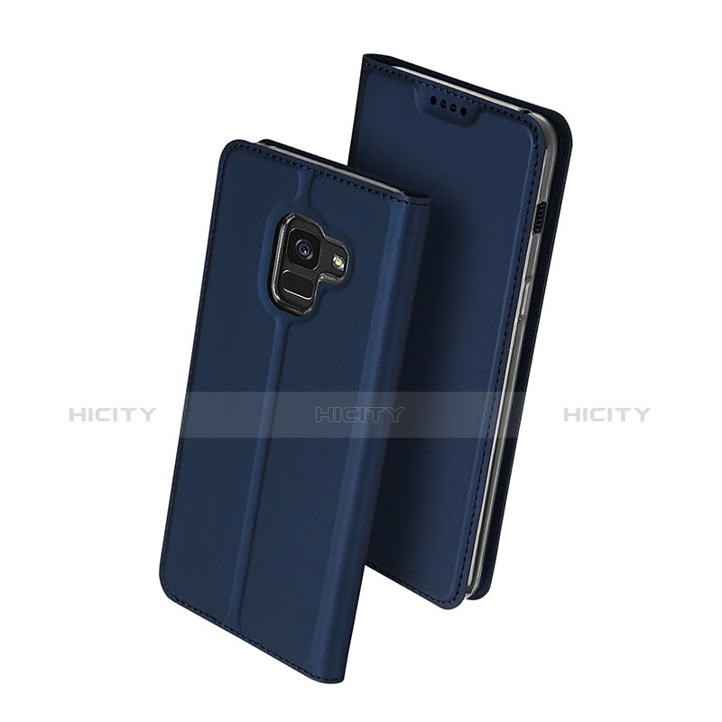 Coque Portefeuille Livre Cuir pour Samsung Galaxy A8+ A8 Plus (2018) A730F Bleu Plus