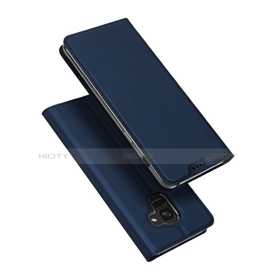 Coque Portefeuille Livre Cuir pour Samsung Galaxy A8+ A8 Plus (2018) A730F Bleu Plus