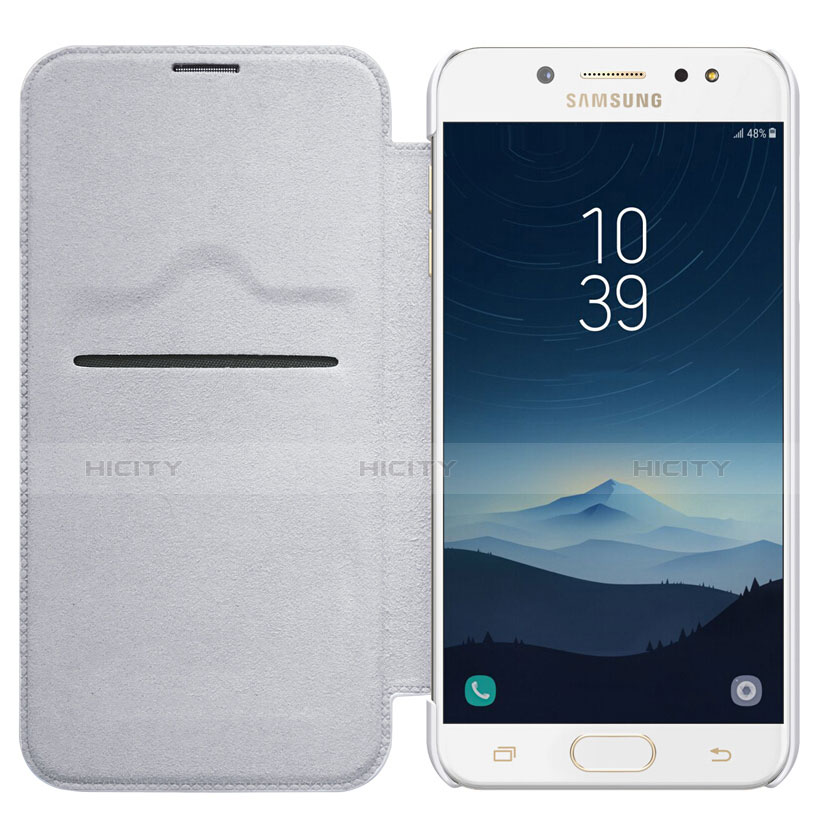 Coque Portefeuille Livre Cuir pour Samsung Galaxy C7 (2017) Blanc Plus