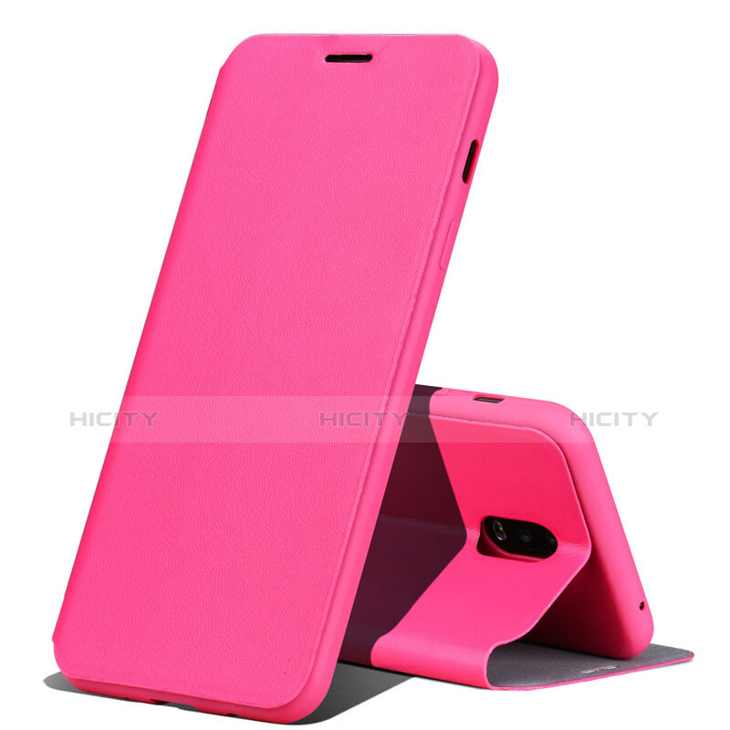 Coque Portefeuille Livre Cuir pour Samsung Galaxy C8 C710F Rose Rouge Plus