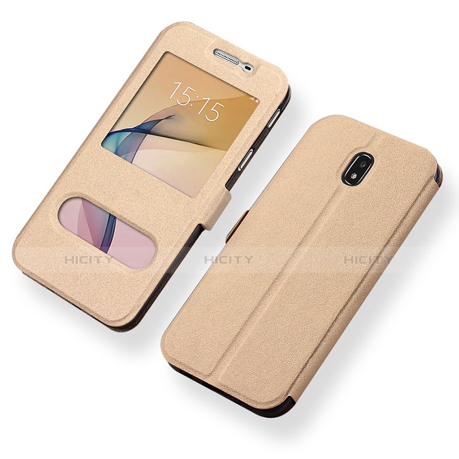 Coque Portefeuille Livre Cuir pour Samsung Galaxy J5 (2017) Duos J530F Or Plus