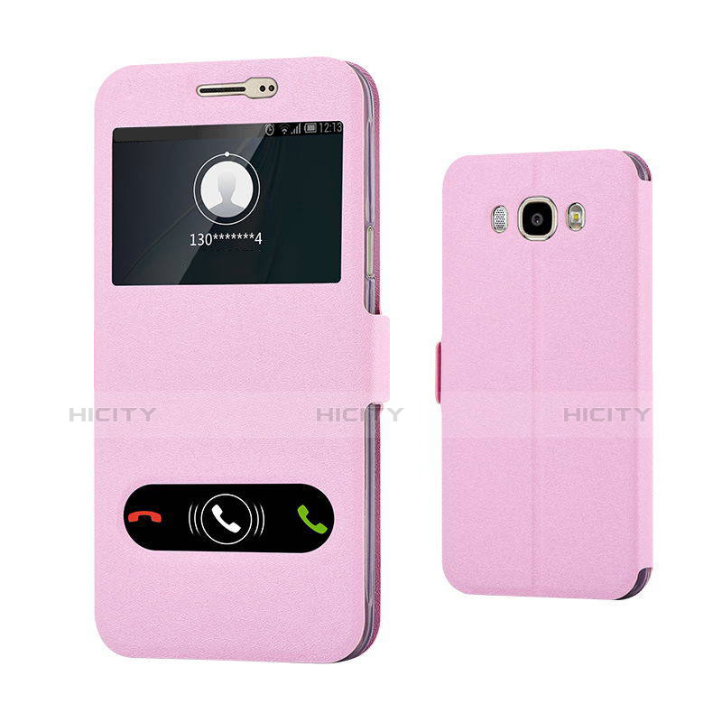 Coque Portefeuille Livre Cuir pour Samsung Galaxy J7 (2016) J710F J710FN Rose Plus