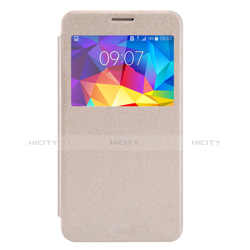 Coque Portefeuille Livre Cuir pour Samsung Galaxy Mega 2 G7508Q Or Plus