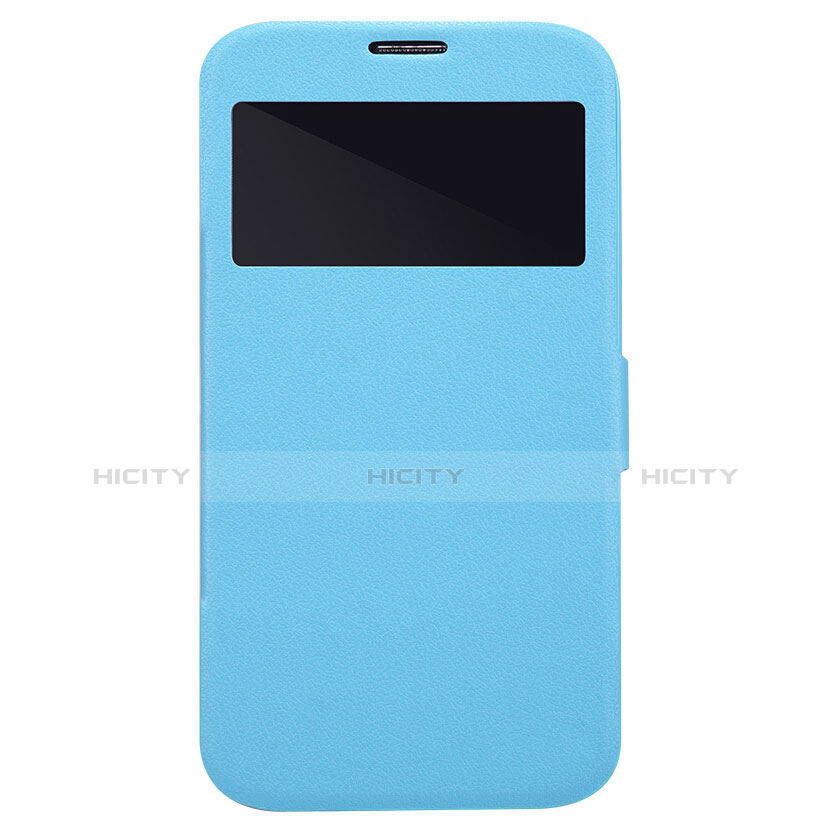 Coque Portefeuille Livre Cuir pour Samsung Galaxy Mega 6.3 i9200 i9205 Bleu Plus