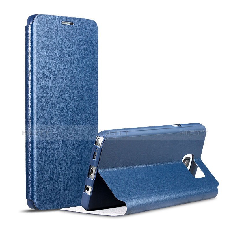 Coque Portefeuille Livre Cuir pour Samsung Galaxy Note 5 N9200 N920 N920F Bleu Plus