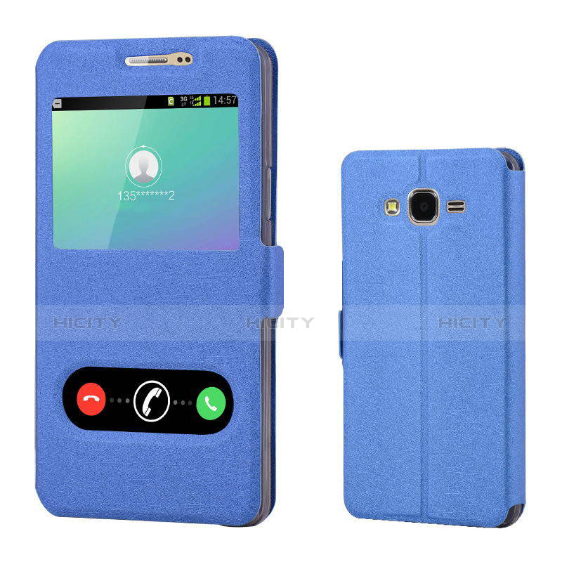 Coque Portefeuille Livre Cuir pour Samsung Galaxy On7 G600FY Bleu Plus