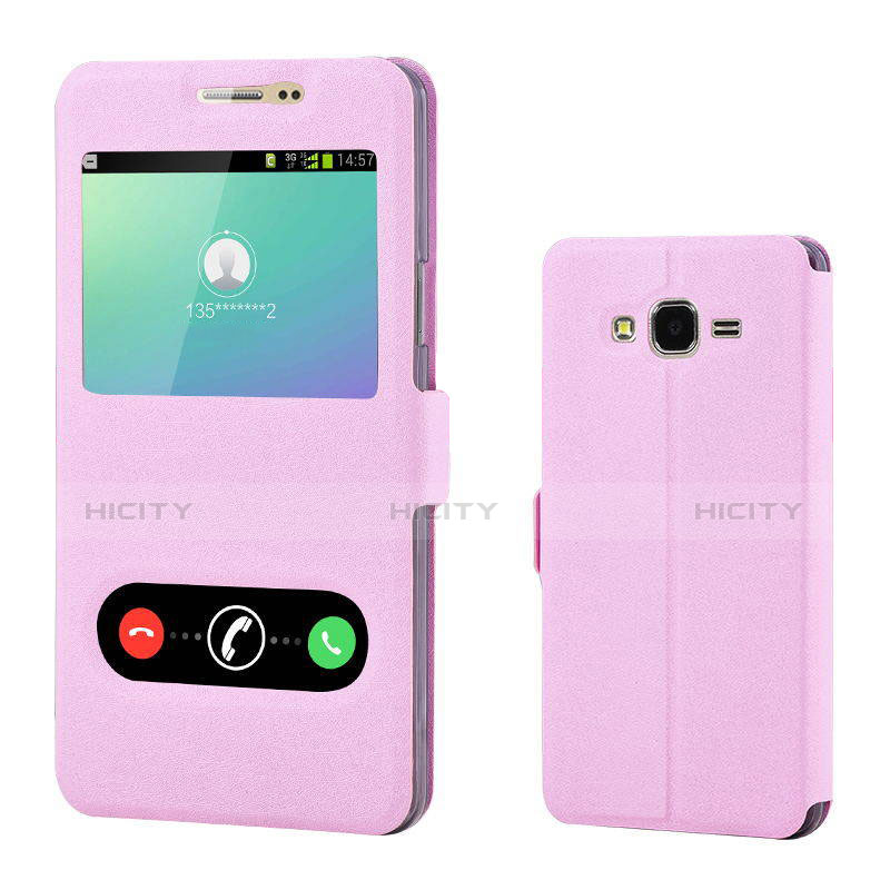 Coque Portefeuille Livre Cuir pour Samsung Galaxy On7 G600FY Rose Plus