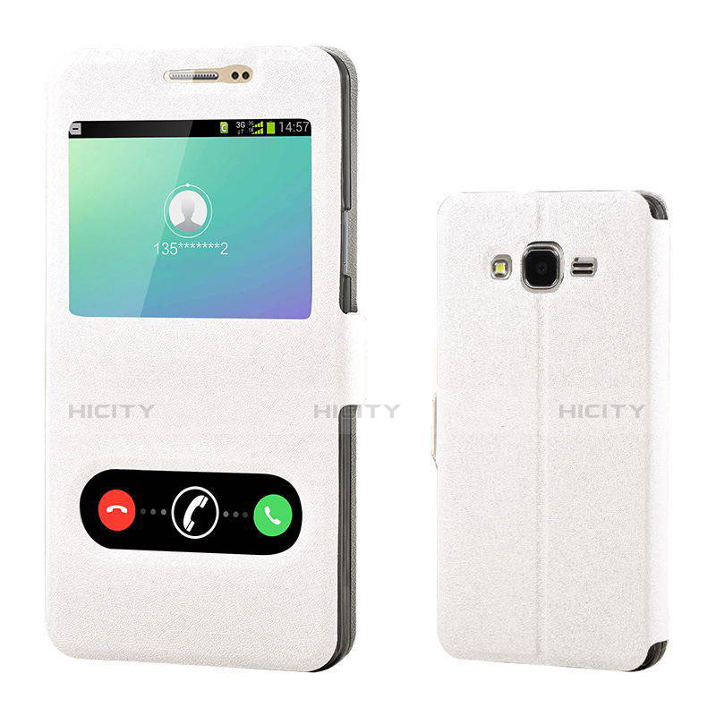 Coque Portefeuille Livre Cuir pour Samsung Galaxy On7 Pro Blanc Plus