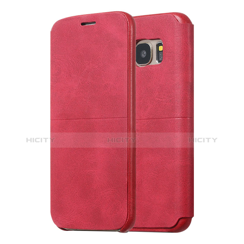 Coque Portefeuille Livre Cuir pour Samsung Galaxy S7 Edge G935F Rouge Plus