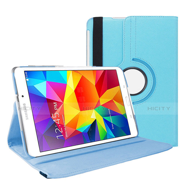 Coque Portefeuille Livre Cuir pour Samsung Galaxy Tab 4 7.0 SM-T230 T231 T235 Bleu Ciel Plus