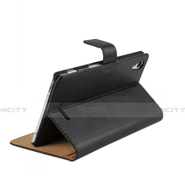 Coque Portefeuille Livre Cuir pour Sony Xperia T3 Noir Plus