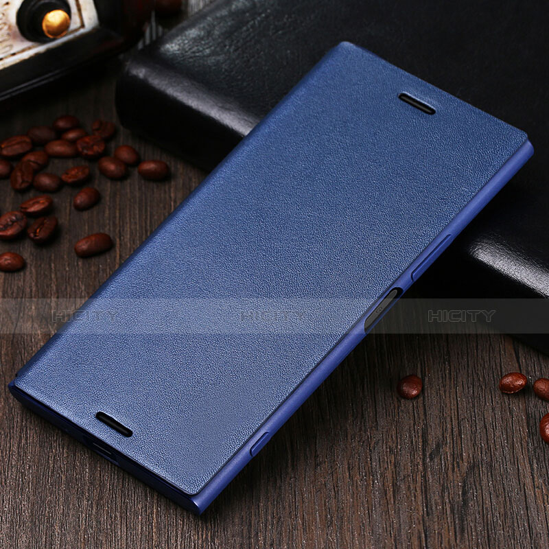 Coque Portefeuille Livre Cuir pour Sony Xperia XZ Premium Bleu Plus