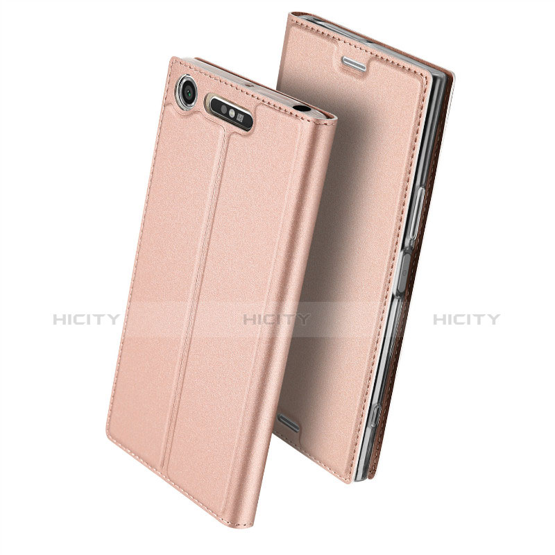 Coque Portefeuille Livre Cuir pour Sony Xperia XZ1 Compact Or Rose Plus