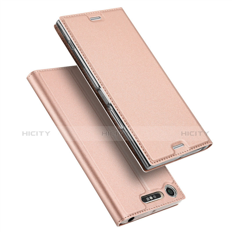 Coque Portefeuille Livre Cuir pour Sony Xperia XZ1 Compact Or Rose Plus