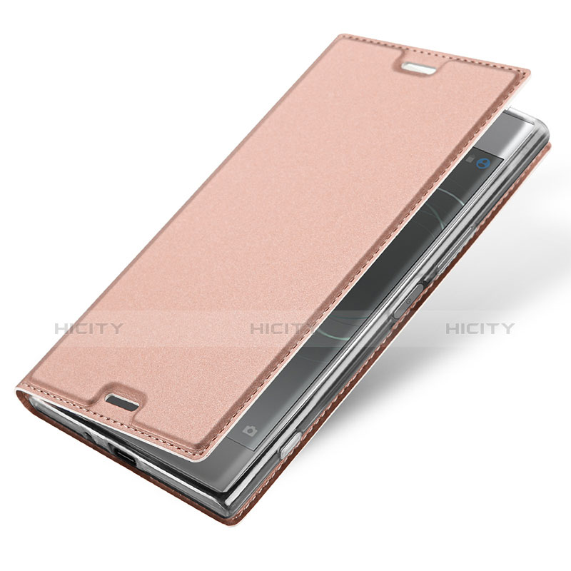 Coque Portefeuille Livre Cuir pour Sony Xperia XZ1 Compact Or Rose Plus