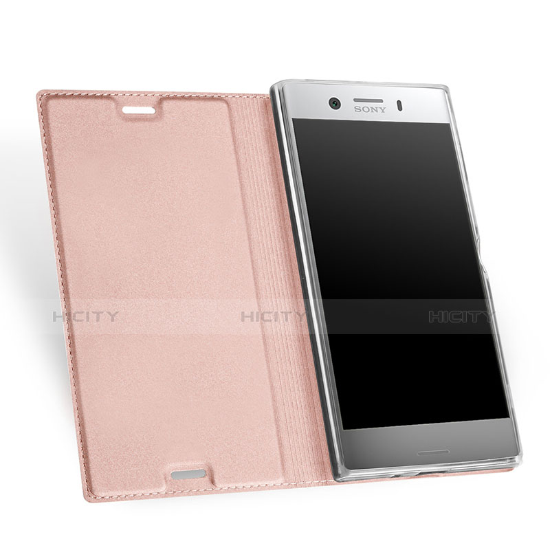 Coque Portefeuille Livre Cuir pour Sony Xperia XZ1 Compact Or Rose Plus