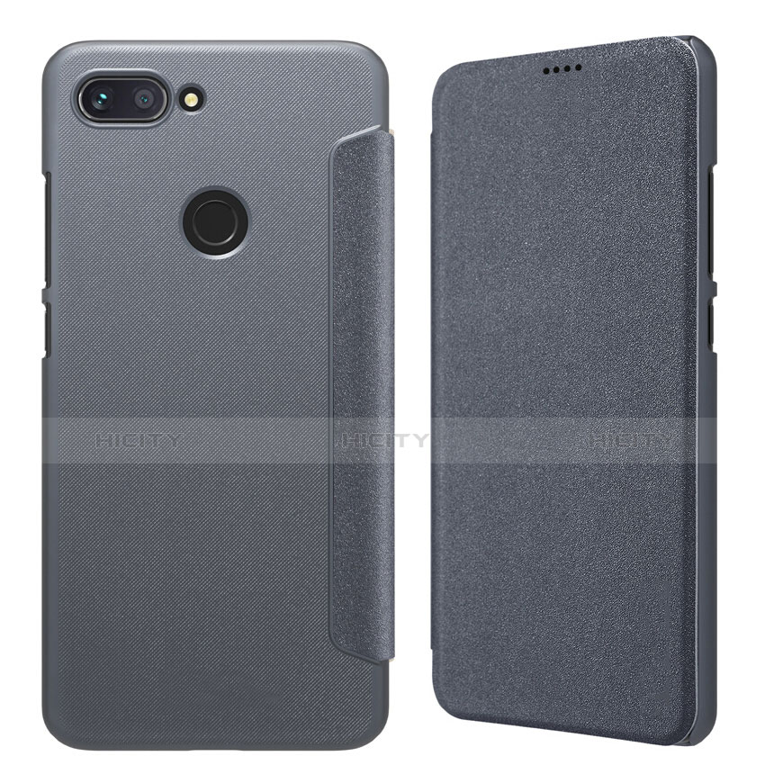 Coque Portefeuille Livre Cuir pour Xiaomi Mi 8 Lite Gris Plus