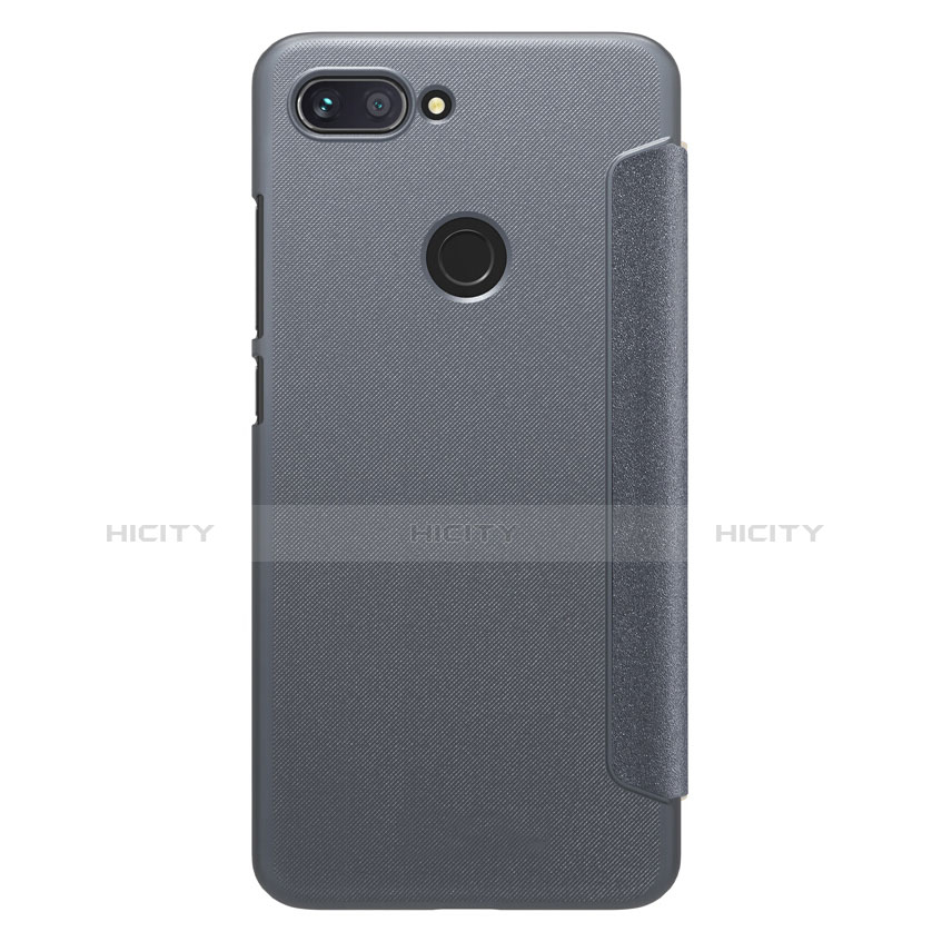 Coque Portefeuille Livre Cuir pour Xiaomi Mi 8 Lite Gris Plus