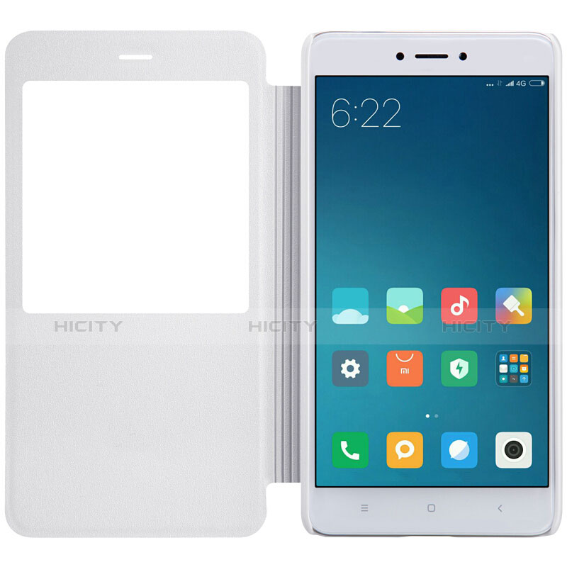 Coque Portefeuille Livre Cuir pour Xiaomi Redmi Note 4 Standard Edition Blanc Plus