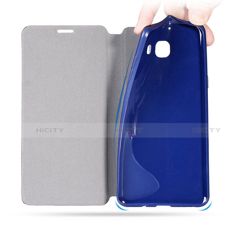 Coque Portefeuille Livre Cuir S01 pour Samsung Galaxy C9 Pro C9000 Bleu Plus