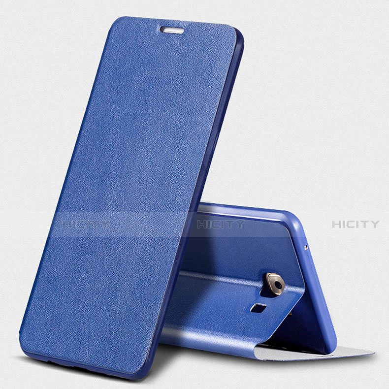 Coque Portefeuille Livre Cuir S01 pour Samsung Galaxy C9 Pro C9000 Bleu Plus