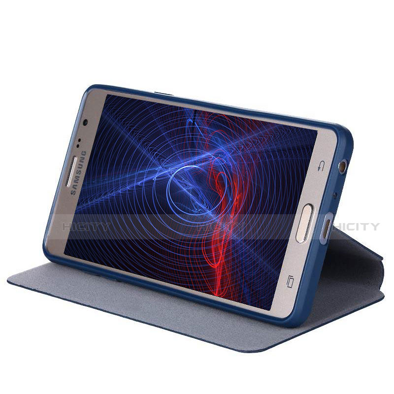 Coque Portefeuille Livre Cuir S01 pour Samsung Galaxy On7 G600FY Bleu Plus