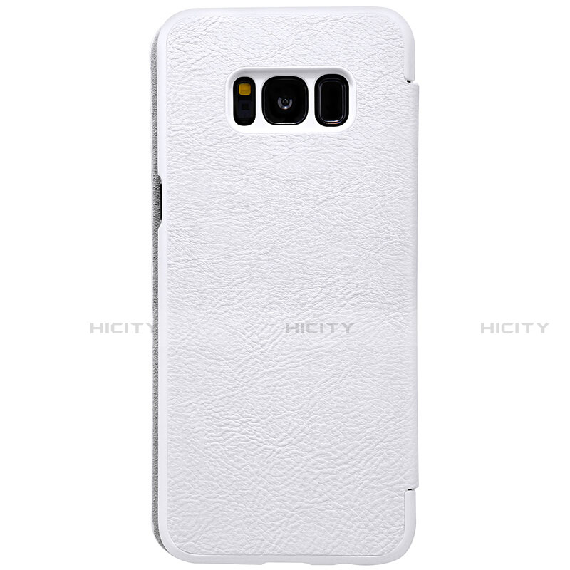 Coque Portefeuille Livre Cuir S01 pour Samsung Galaxy S8 Blanc Plus