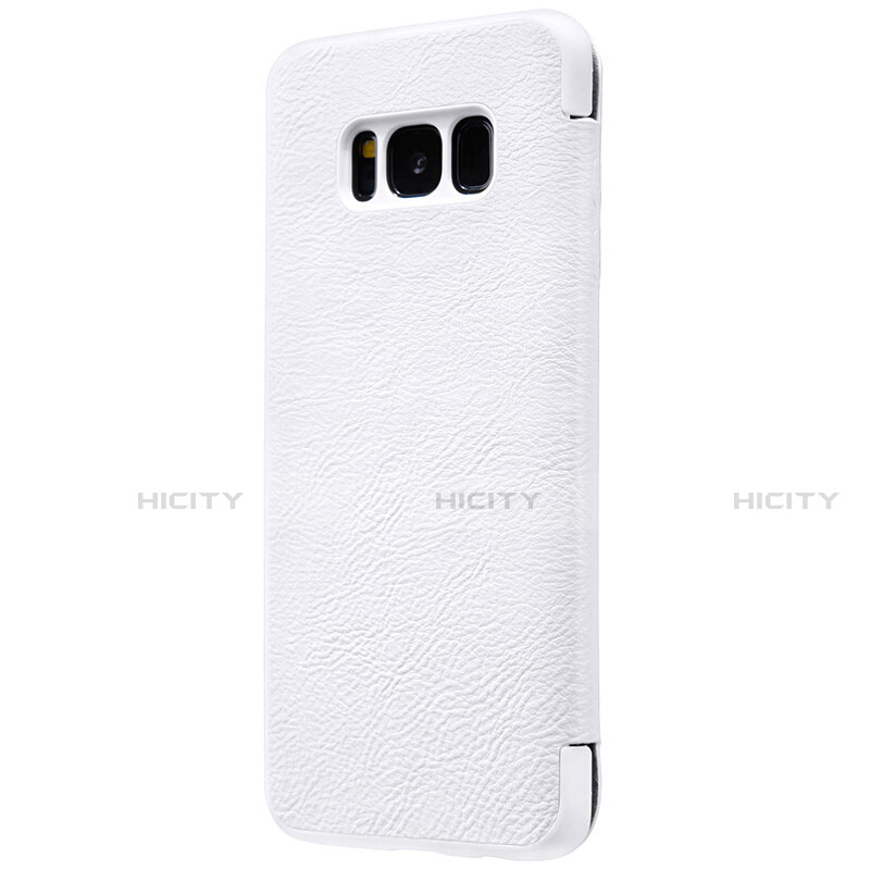 Coque Portefeuille Livre Cuir S01 pour Samsung Galaxy S8 Blanc Plus