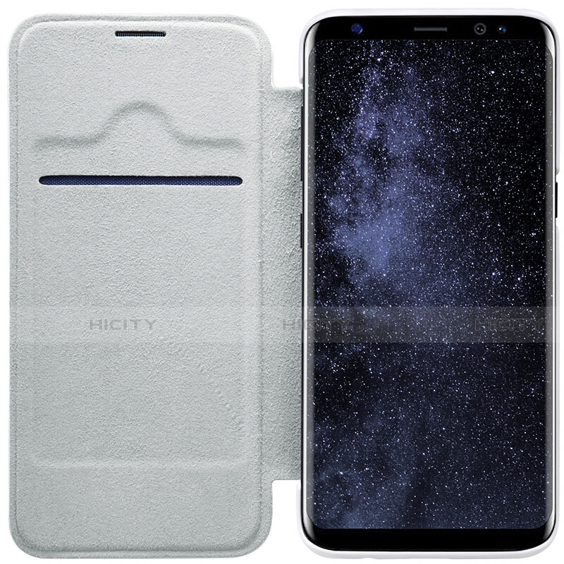 Coque Portefeuille Livre Cuir S01 pour Samsung Galaxy S8 Blanc Plus