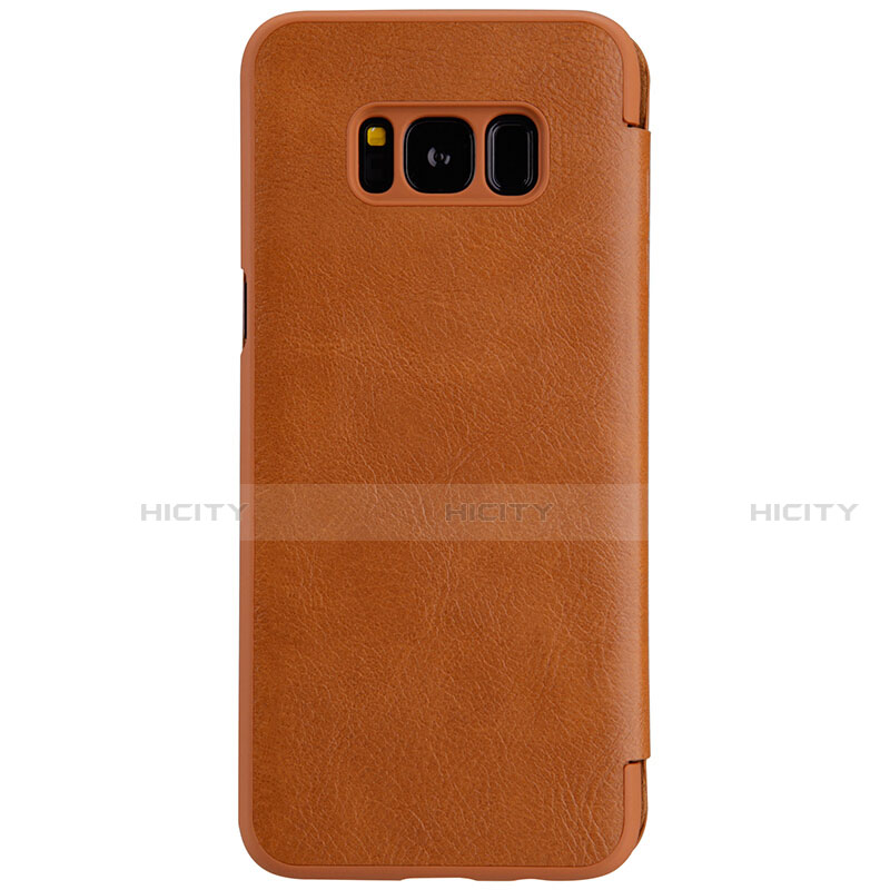 Coque Portefeuille Livre Cuir S01 pour Samsung Galaxy S8 Marron Plus