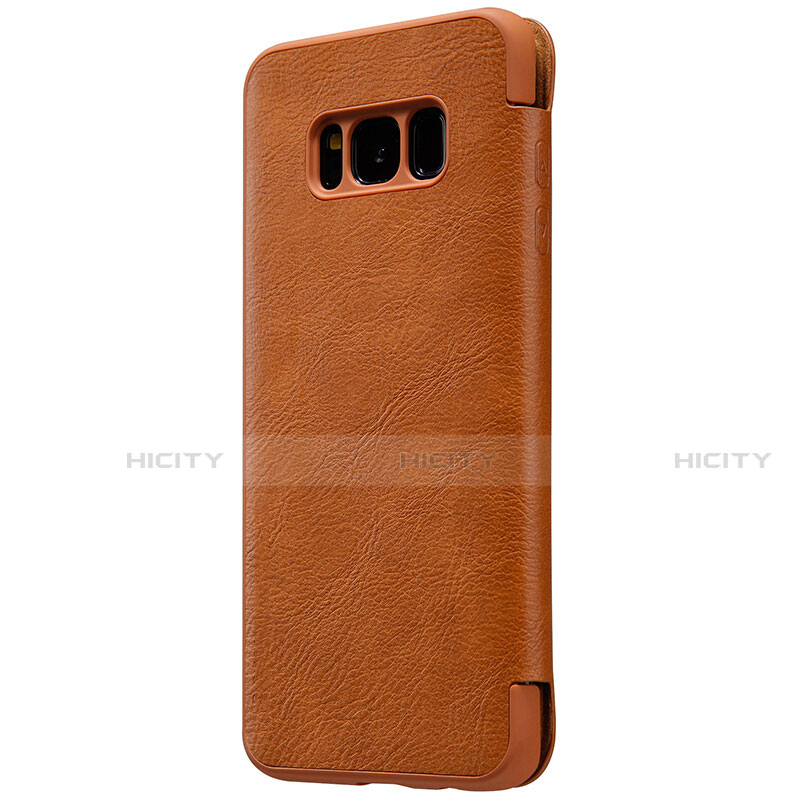 Coque Portefeuille Livre Cuir S01 pour Samsung Galaxy S8 Marron Plus