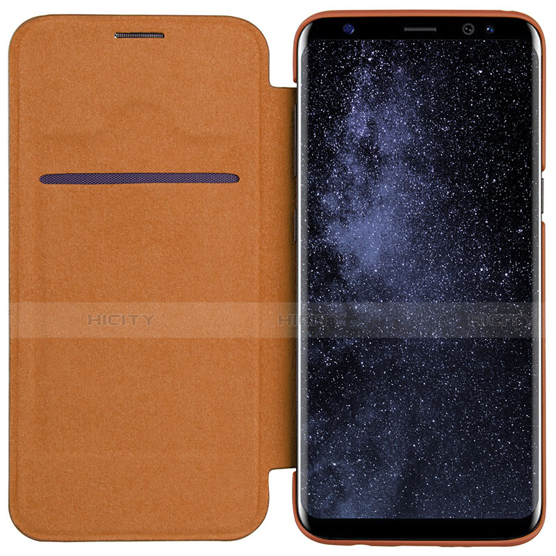 Coque Portefeuille Livre Cuir S01 pour Samsung Galaxy S8 Marron Plus