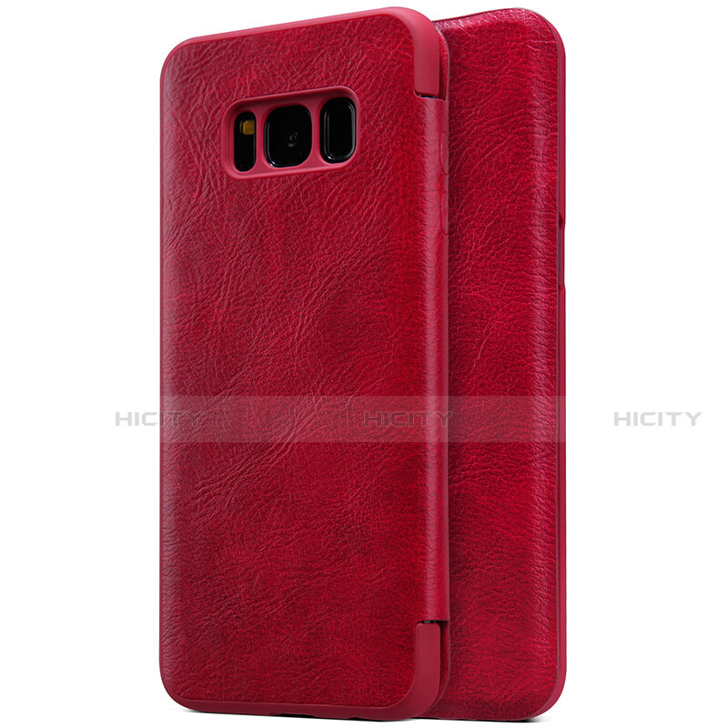 Coque Portefeuille Livre Cuir S01 pour Samsung Galaxy S8 Plus Rouge Plus