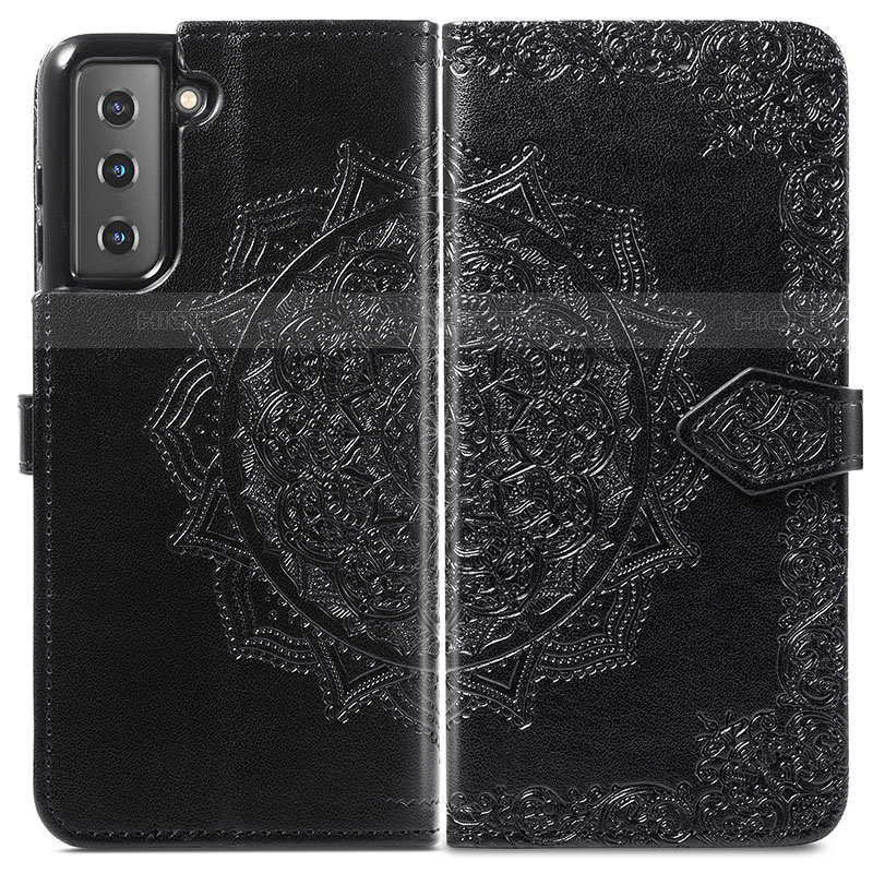 Coque Portefeuille Motif Fantaisie Livre Cuir Etui Clapet A01D pour Samsung Galaxy S21 Plus 5G Noir Plus