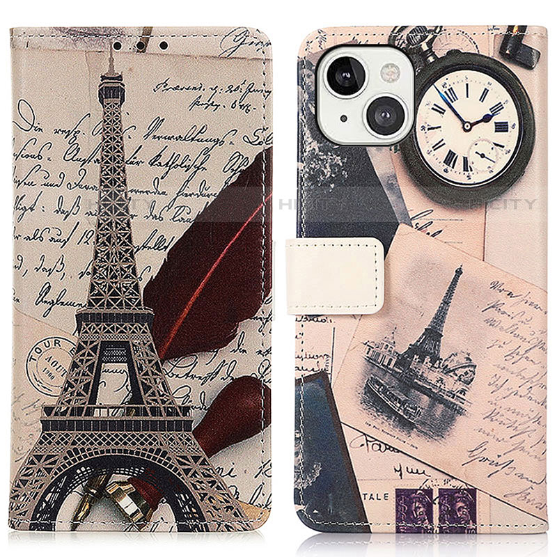 Coque Portefeuille Motif Fantaisie Livre Cuir Etui Clapet A07 pour Apple iPhone 13 Gris Plus