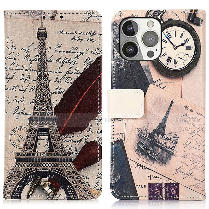 Coque Portefeuille Motif Fantaisie Livre Cuir Etui Clapet A07 pour Apple iPhone 14 Pro Max Gris Plus