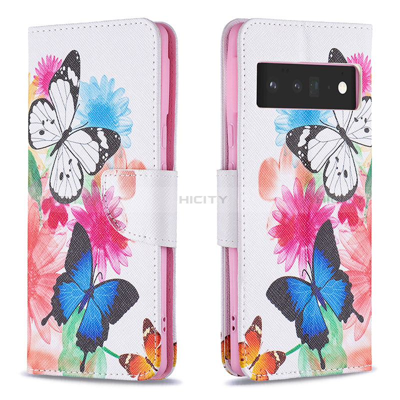 Coque Portefeuille Motif Fantaisie Livre Cuir Etui Clapet B01F pour Google Pixel 6 Pro 5G Colorful Plus