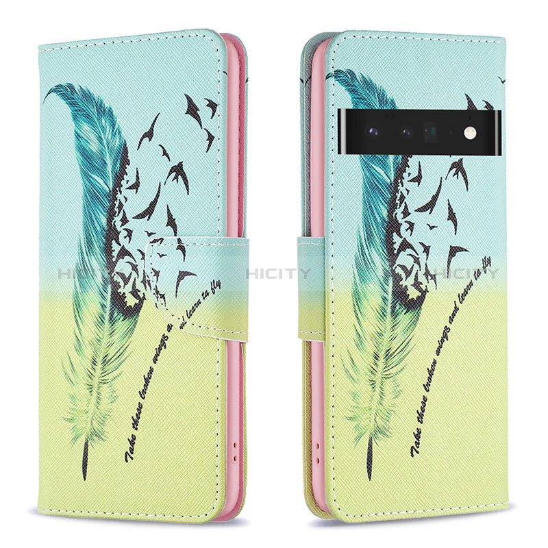 Coque Portefeuille Motif Fantaisie Livre Cuir Etui Clapet B01F pour Google Pixel 7 Pro 5G Pastel Vert Plus