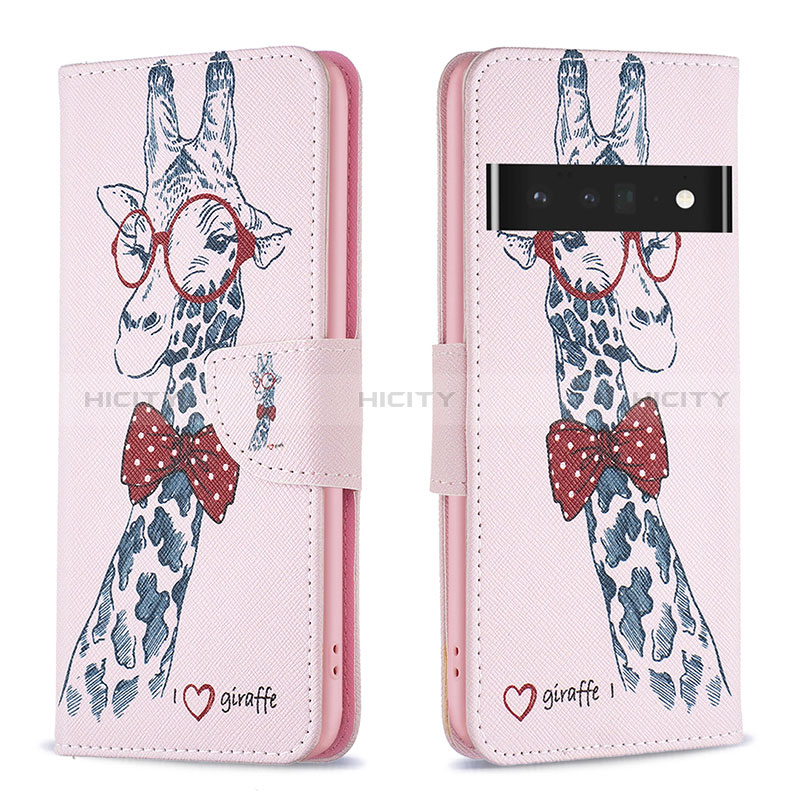 Coque Portefeuille Motif Fantaisie Livre Cuir Etui Clapet B01F pour Google Pixel 7 Pro 5G Rose Plus