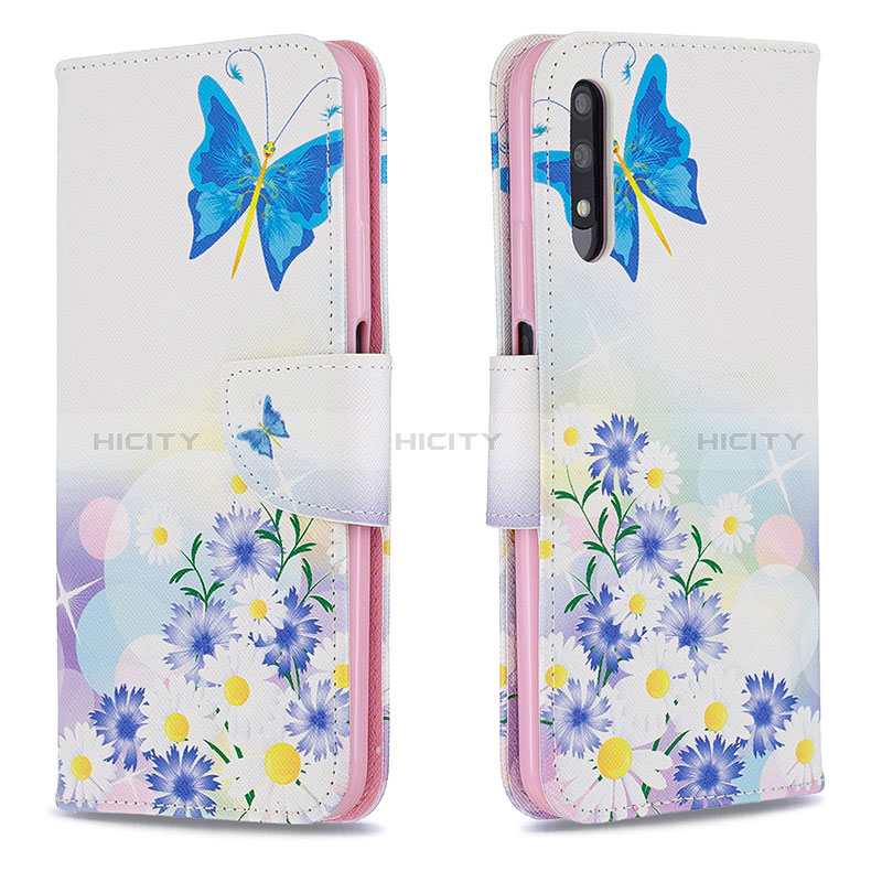 Coque Portefeuille Motif Fantaisie Livre Cuir Etui Clapet B01F pour Huawei Honor 9X Bleu Plus