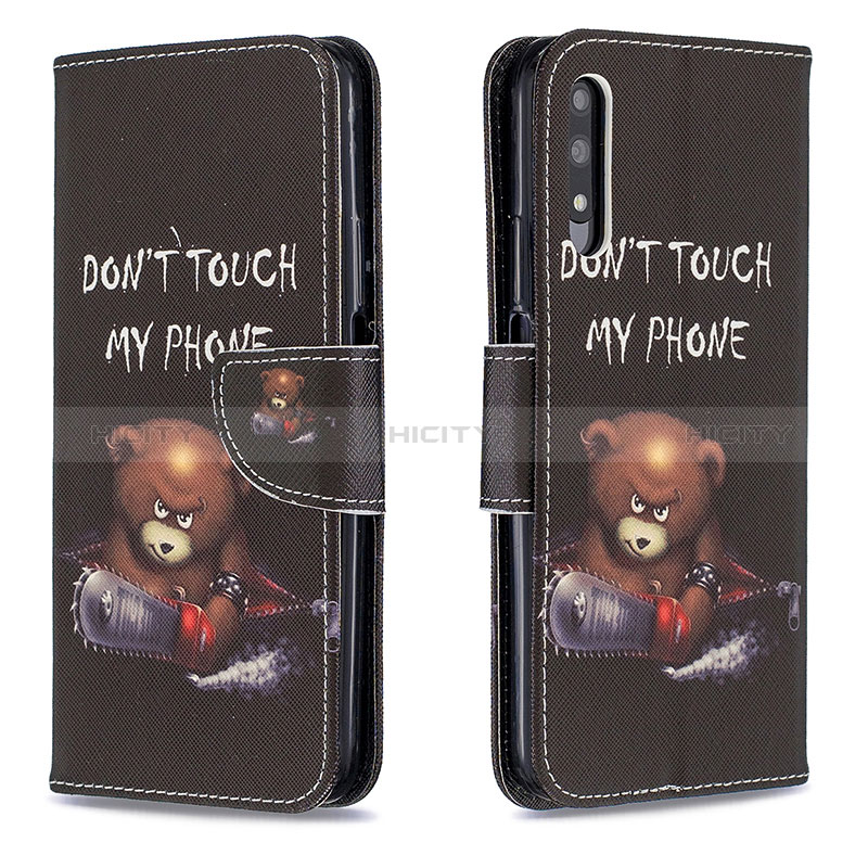 Coque Portefeuille Motif Fantaisie Livre Cuir Etui Clapet B01F pour Huawei Honor 9X Gris Fonce Plus