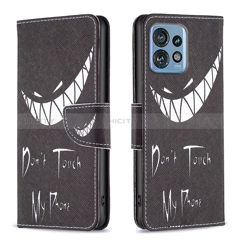 Coque Portefeuille Motif Fantaisie Livre Cuir Etui Clapet B01F pour Motorola Moto Edge 40 Pro 5G Noir Plus