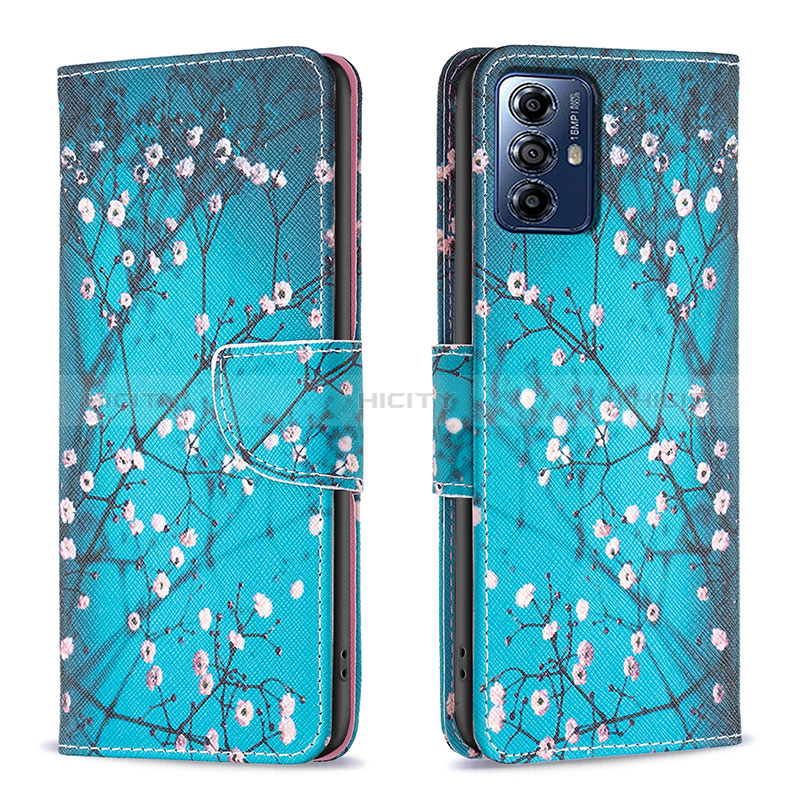 Coque Portefeuille Motif Fantaisie Livre Cuir Etui Clapet B01F pour Motorola Moto G Play (2023) Cyan Plus