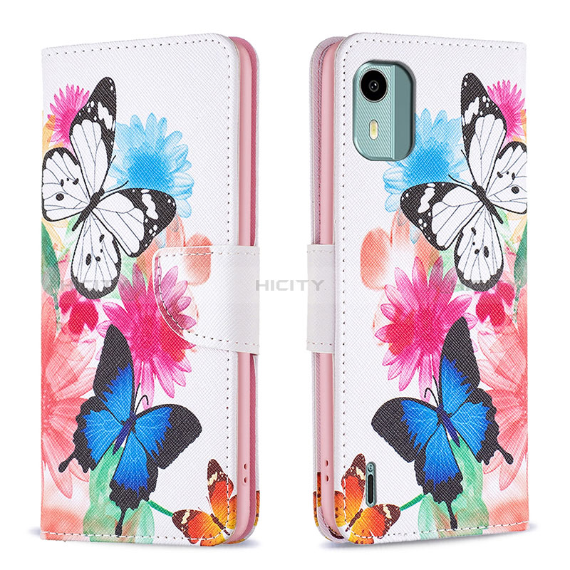 Coque Portefeuille Motif Fantaisie Livre Cuir Etui Clapet B01F pour Nokia C12 Colorful Plus