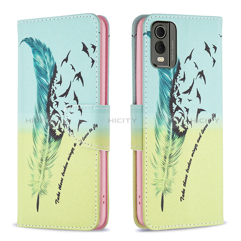 Coque Portefeuille Motif Fantaisie Livre Cuir Etui Clapet B01F pour Nokia C32 Pastel Vert Plus