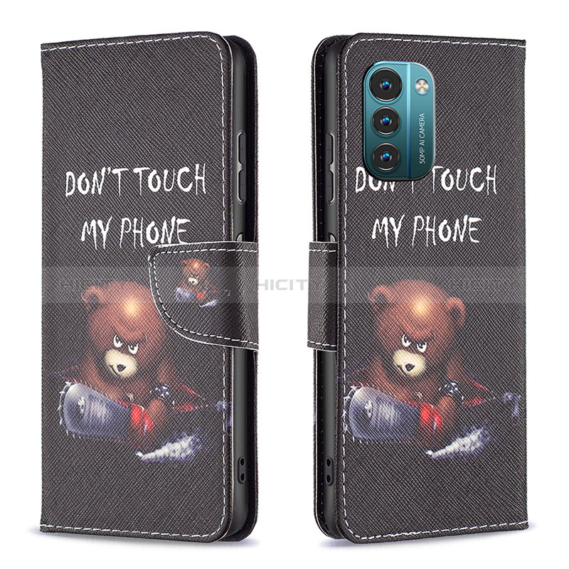 Coque Portefeuille Motif Fantaisie Livre Cuir Etui Clapet B01F pour Nokia G21 Gris Fonce Plus